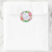 Sticker Rond Fleurs roses et papillon de printemps en aquarelle (Sac)