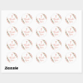 Sticker Rond Fleurs roses Fille Baptême Merci (Feuille)