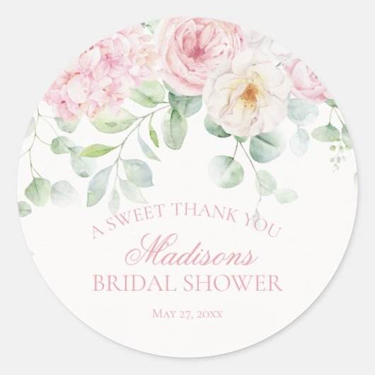 Sticker Rond Fleurs roses Floral Hydrangea Réception de mariage (Devant)