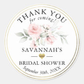 Sticker Rond Fleurs roses mariage / Baby shower merci classique (Devant)