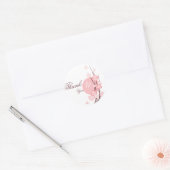Sticker Rond Fleurs roses Merci papillon (Enveloppe)