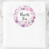 Sticker Rond Fleurs roses mignonnes Merci Motif Whimsical (Sac)