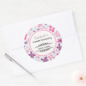 Sticker Rond Fleurs roses mignonnes Motif Whimsical (Enveloppe)