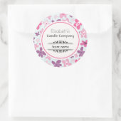 Sticker Rond Fleurs roses mignonnes Motif Whimsical (Sac)