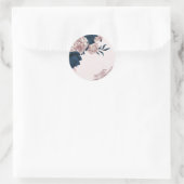 Sticker Rond fleurs roses navales et poussiéreuses rose (Sac)