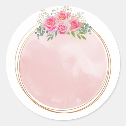 Sticker Rond Fleurs roses pâles élégantes ' (Devant)