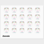 Sticker Rond Fleurs roses Papillons Merci Anniversaire (Feuille)