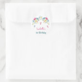 Sticker Rond Fleurs roses Papillons Merci Anniversaire (Sac)