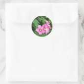 Sticker Rond Fleurs roses Rose de Sharon avec Bee (Sac)