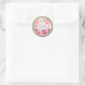 Sticker Rond Fleurs roses rustiques Mariage de couronne (Sac)