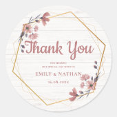 Sticker Rond Fleurs roses rustiques Mariage de Merci frontière  (Devant)