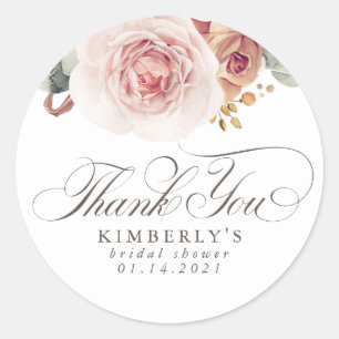 Sticker Rond Fleurs Roses Terres Élégantes Remerciement