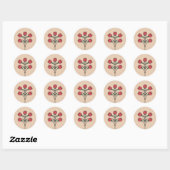 Sticker Rond Fleurs rouges (Feuille)