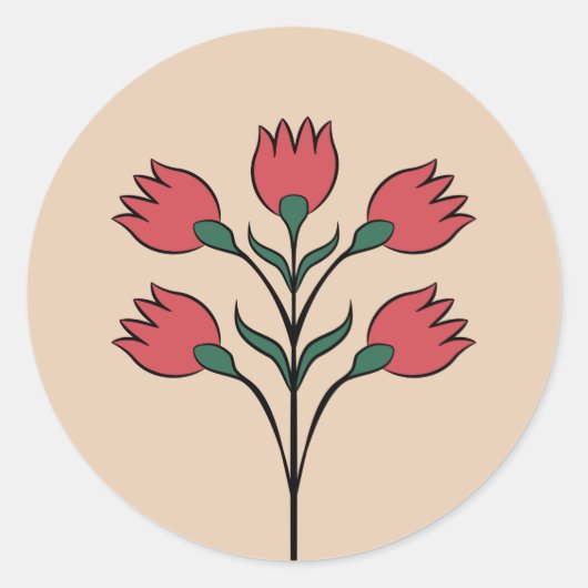 Sticker Rond Fleurs rouges (Devant)