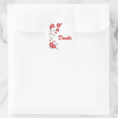 Sticker Rond fleurs rouges (Sac)