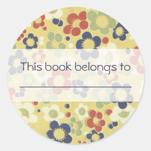 Sticker Rond Fleurs rouges, blanches, bleues et vertes Jaunes
