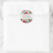 Sticker Rond Fleurs rouges, bleues, vertes et blanches (Sac)