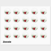 Sticker Rond Fleurs rouges et blanches verdure botanique (Feuille)