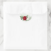 Sticker Rond Fleurs rouges et blanches verdure botanique (Sac)