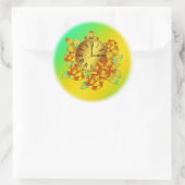 Sticker Rond Fleurs rouges et or et horloge antique (Sac)