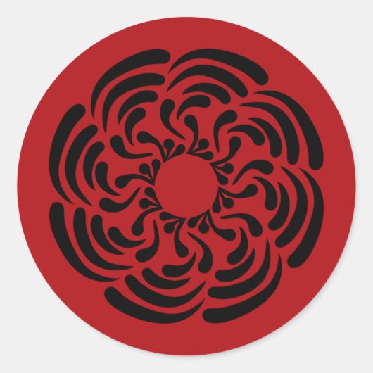 Sticker Rond Fleurs rouges gras (Devant)