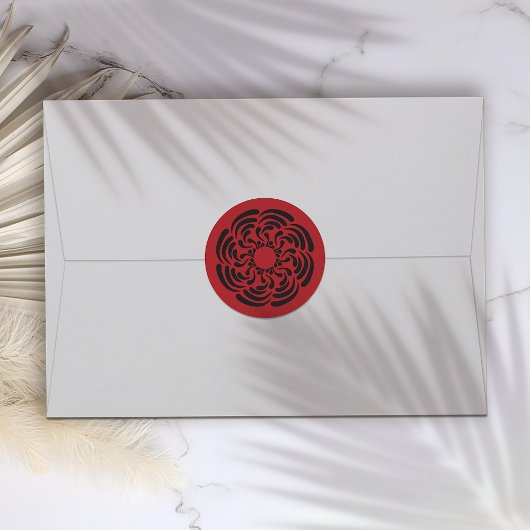 Sticker Rond Fleurs rouges gras