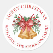 Sticker Rond Fleurs rouges mignonnes Berries Bell Bow Joyeux No (Devant)