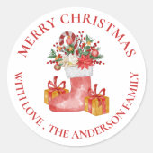 Sticker Rond Fleurs rouges mignonnes Berries boîte cadeau Joyeu (Devant)