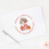 Sticker Rond Fleurs rouges mignonnes Berries boîte cadeau Joyeu (Enveloppe)