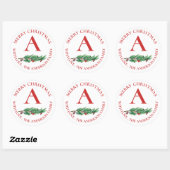 Sticker Rond Fleurs rouges mignonnes Berries Monogramme Joyeux  (Feuille)