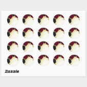 Sticker Rond fleurs rouges noires or feuille mariage (Feuille)