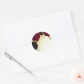 Sticker Rond fleurs rouges noires or feuille mariage (Enveloppe)