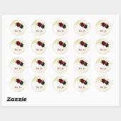 Sticker Rond fleurs rouges noires or feuille mariage (Feuille)