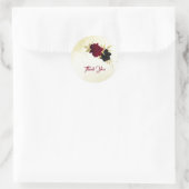 Sticker Rond fleurs rouges noires or feuille mariage (Sac)