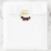 Sticker Rond fleurs rouges noires or feuille mariage (Sac)