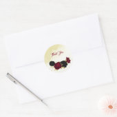 Sticker Rond fleurs rouges noires or feuille mariage (Enveloppe)