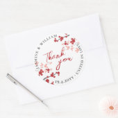 Sticker Rond Fleurs rouges Sakura Fleurs cerises fleurs Mariage (Enveloppe)