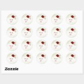 Sticker Rond fleurs rouges vert feuille mariage (Feuille)