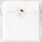Sticker Rond fleurs rouges vert feuille mariage (Sac)