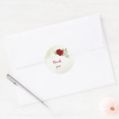 Sticker Rond fleurs rouges vert feuille mariage (Enveloppe)