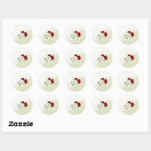 Sticker Rond fleurs rouges vert feuille mariage (Feuille)