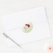 Sticker Rond fleurs rouges vert feuille mariage (Enveloppe)