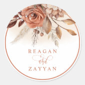 Sticker Rond Fleurs Rustiques De Terracotta Et Herbe De Pampas (Devant)