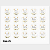 Sticker Rond Fleurs Rustiques Oh Bébé Abeille Fête de Naissance (Feuille)