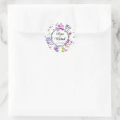 Sticker Rond Fleurs sauvages aquarelles roses élégantes violett (Sac)