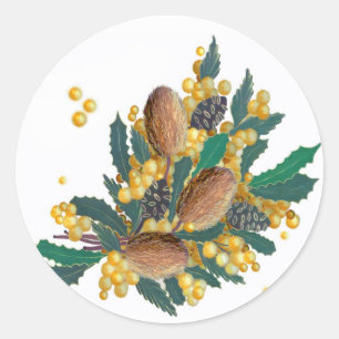 Sticker Rond Fleurs sauvages australiens - Banksia