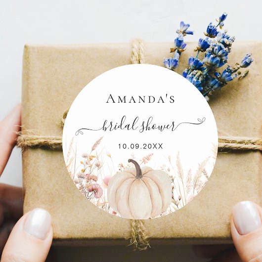 Sticker Rond Fleurs sauvages automne pêche amour citrouille sho