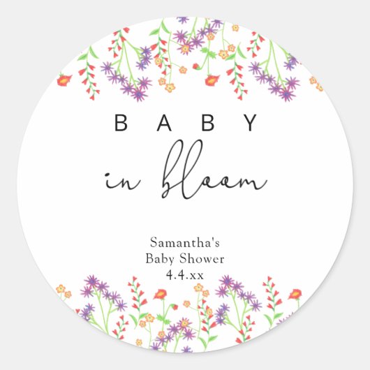 Sticker Rond Fleurs sauvages - Bébé en fleurs (Devant)