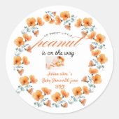 Sticker Rond fleurs sauvages boho orange mignon baby shower (Devant)