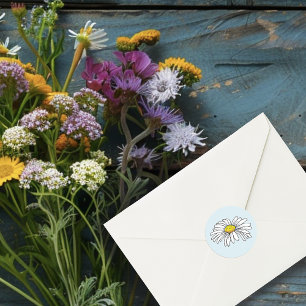 Sticker Rond Fleurs sauvages Champignons bleus floraux